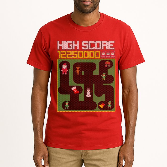 High Score 8-Bit Santa Game Ugly Christmas Tall T-Shirt