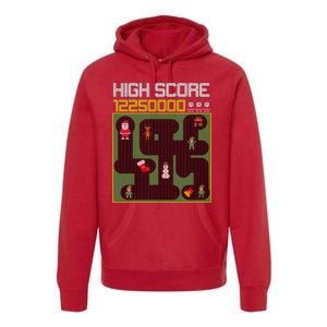 High Score 8-Bit Santa Game Ugly Christmas Premium Hoodie