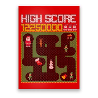 High Score 8-Bit Santa Game Ugly Christmas Poster