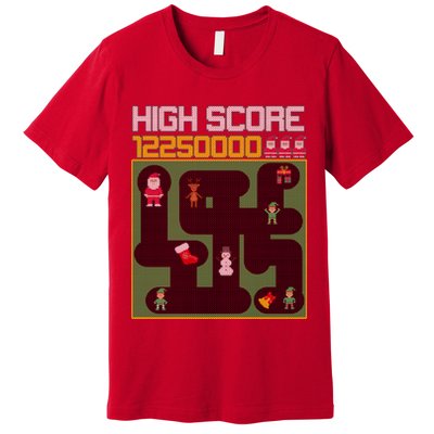 High Score 8-Bit Santa Game Ugly Christmas Premium T-Shirt