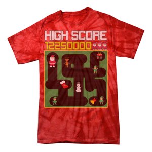 High Score 8-Bit Santa Game Ugly Christmas Tie-Dye T-Shirt