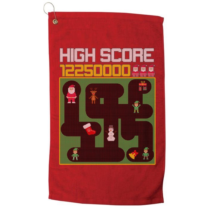 High Score 8-Bit Santa Game Ugly Christmas Golf Towel