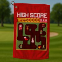 High Score 8-Bit Santa Game Ugly Christmas Golf Towel