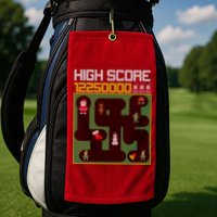 High Score 8-Bit Santa Game Ugly Christmas Golf Towel