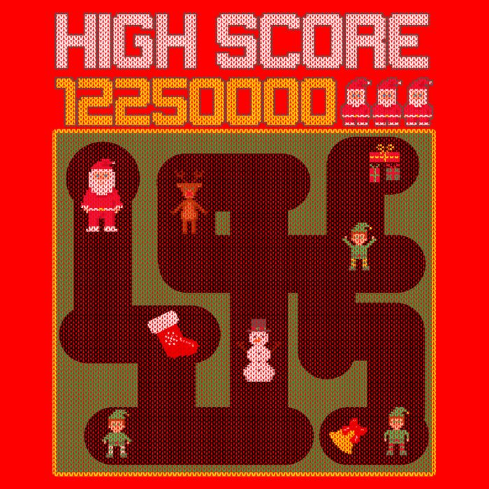 High Score 8-Bit Santa Game Ugly Christmas Golf Towel