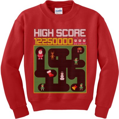 High Score 8-Bit Santa Game Ugly Christmas Kids Sweatshirt