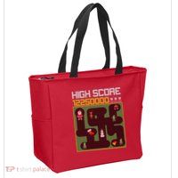 High Score 8-Bit Santa Game Ugly Christmas Zip Tote Bag