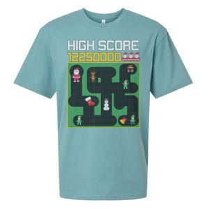 High Score 8-Bit Santa Game Ugly Christmas Sueded Cloud Jersey T-Shirt