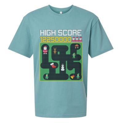 High Score 8-Bit Santa Game Ugly Christmas Sueded Cloud Jersey T-Shirt