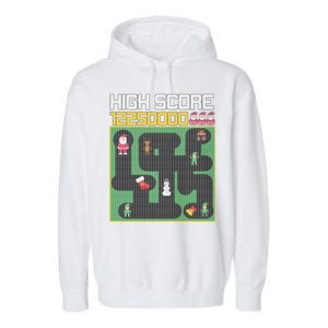 High Score 8-Bit Santa Game Ugly Christmas Garment-Dyed Fleece Hoodie