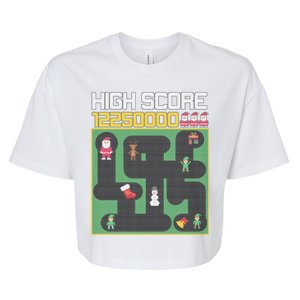 High Score 8-Bit Santa Game Ugly Christmas Bella+Canvas Jersey Crop Tee