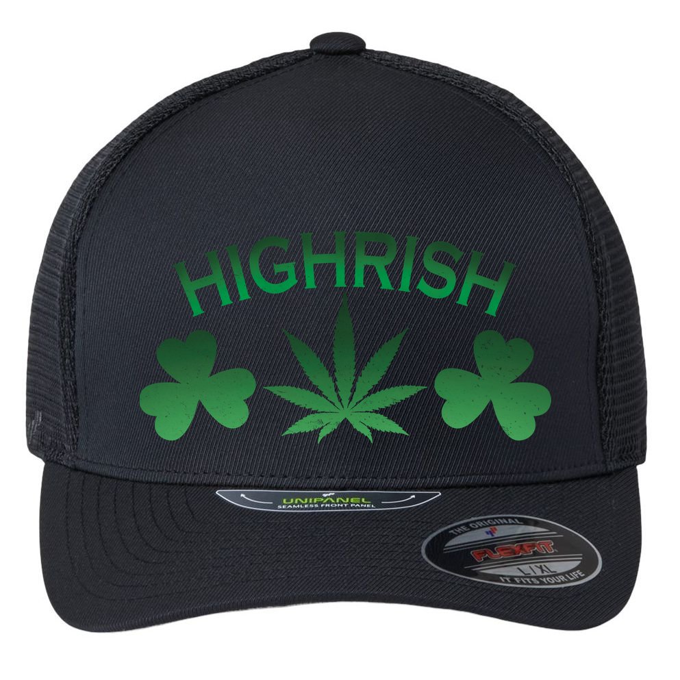 Highrish Irish Clover Flexfit Unipanel Trucker Cap