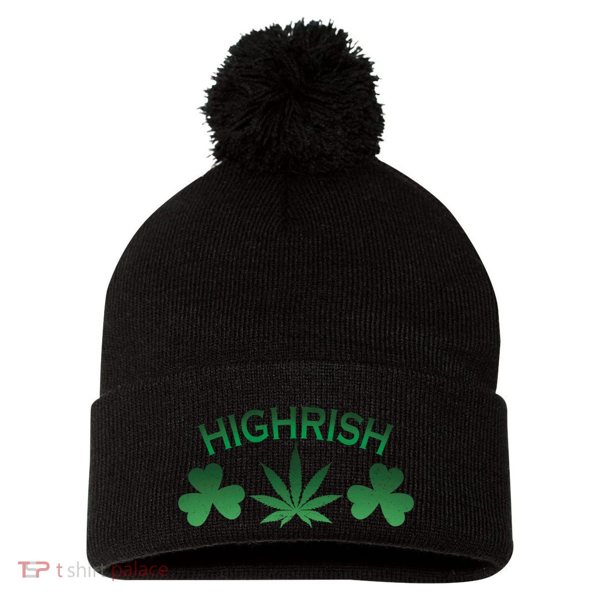 Highrish Irish Clover Pom Pom 12in Knit Beanie