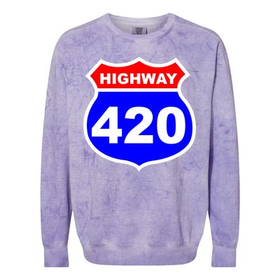 Highway 420 Sign Weed Colorblast Crewneck Sweatshirt