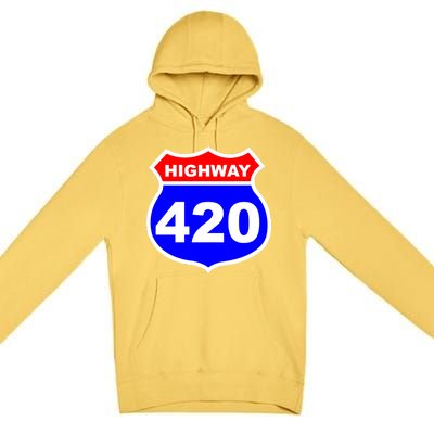 Highway 420 Sign Weed Premium Pullover Hoodie