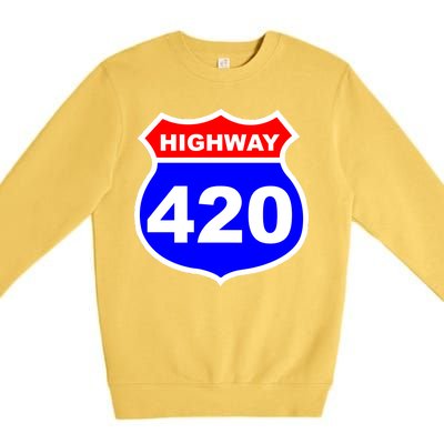 Highway 420 Sign Weed Premium Crewneck Sweatshirt