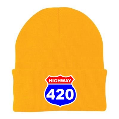 Highway 420 Sign Weed Knit Cap Winter Beanie