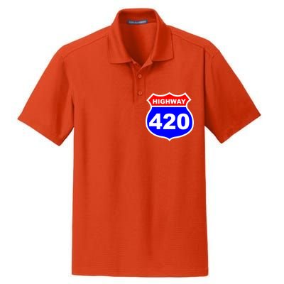 Highway 420 Sign Weed Dry Zone Grid Polo