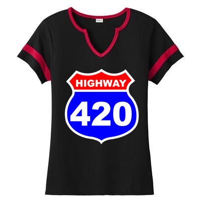 Highway 420 Sign Weed Ladies Halftime Notch Neck Tee