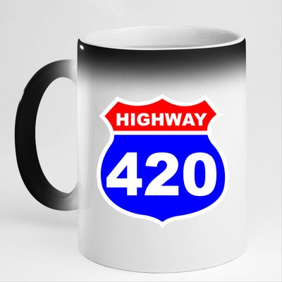 Highway 420 Sign Weed 11oz Black Color Changing Mug