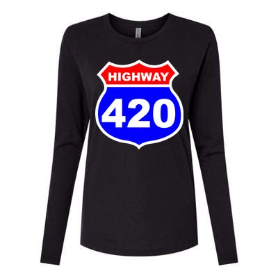 Highway 420 Sign Weed Womens Cotton Relaxed Long Sleeve T-Shirt