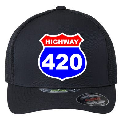 Highway 420 Sign Weed Flexfit Unipanel Trucker Cap