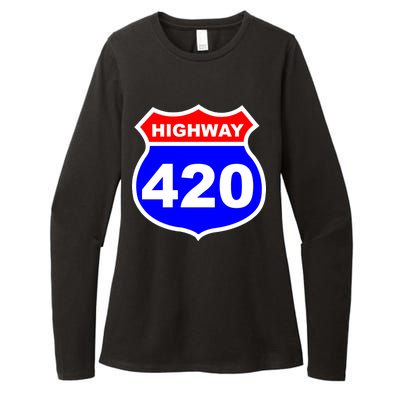 Highway 420 Sign Weed Womens CVC Long Sleeve Shirt