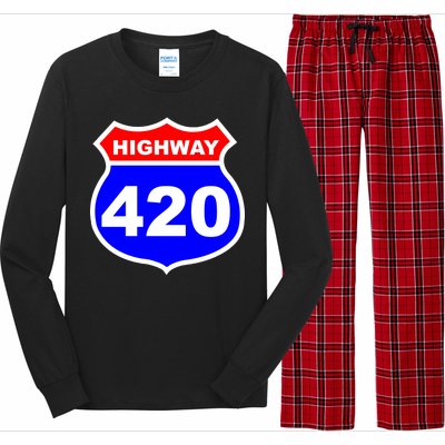 Highway 420 Sign Weed Long Sleeve Pajama Set