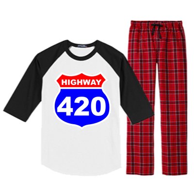 Highway 420 Sign Weed Raglan Sleeve Pajama Set