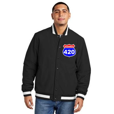 Highway 420 Sign Weed Insulated Varsity Jacket