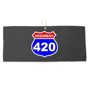 Highway 420 Sign Weed Large Microfiber Waffle Golf Towel