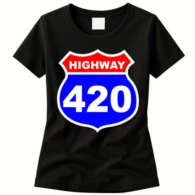 Highway 420 Sign Weed Womens T-Shirt