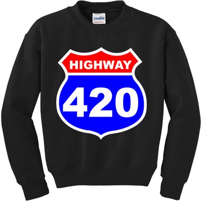 Highway 420 Sign Weed Kids Sweatshirt