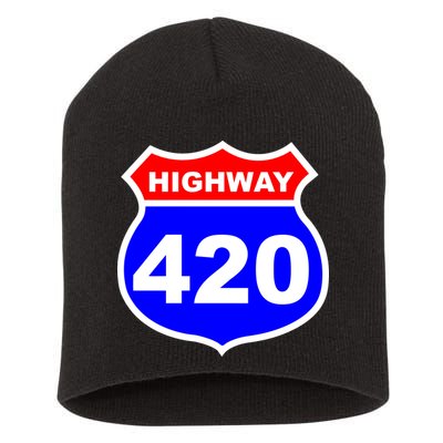 Highway 420 Sign Weed Short Acrylic Beanie