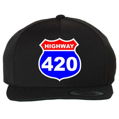 Highway 420 Sign Weed Wool Snapback Cap