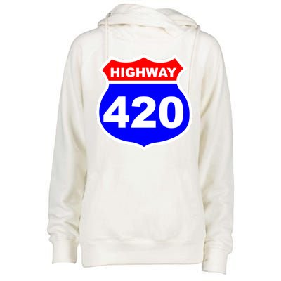 Highway 420 Sign Weed Womens Funnel Neck Pullover Hood