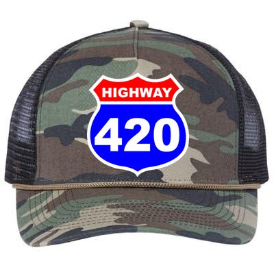 Highway 420 Sign Weed Retro Rope Trucker Hat Cap