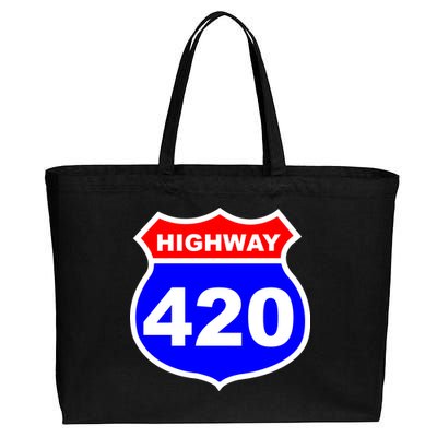 Highway 420 Sign Weed Cotton Canvas Jumbo Tote