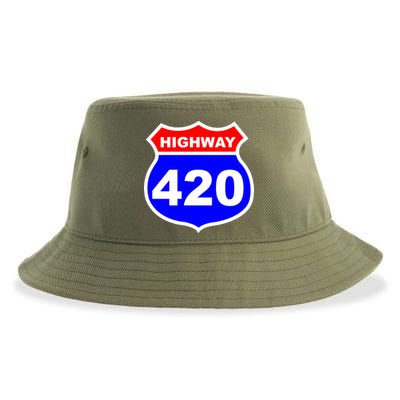 Highway 420 Sign Weed Sustainable Bucket Hat