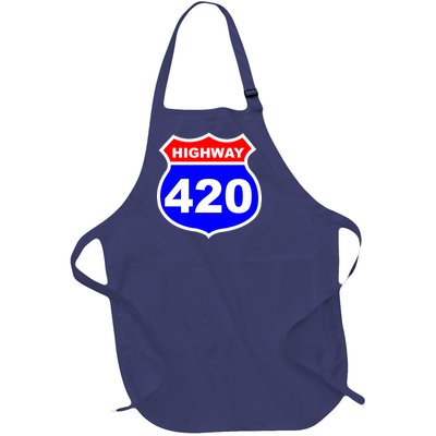 Highway 420 Sign Weed Full-Length Apron With Pockets