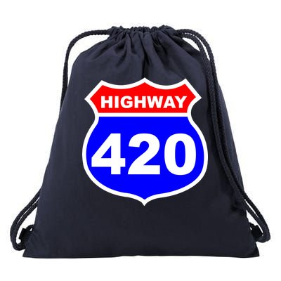 Highway 420 Sign Weed Drawstring Bag