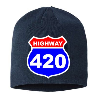 Highway 420 Sign Weed Sustainable Beanie