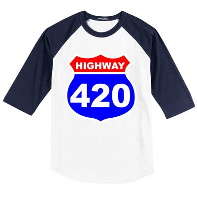 Highway 420 Sign Weed Baseball Sleeve Shirt