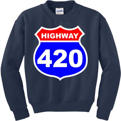 Highway 420 Sign Weed Kids Sweatshirt