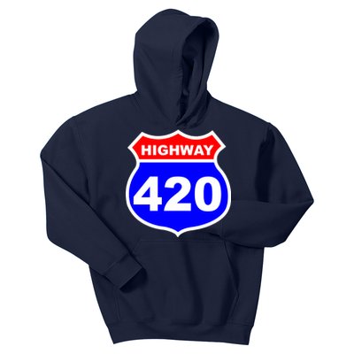 Highway 420 Sign Weed Kids Hoodie