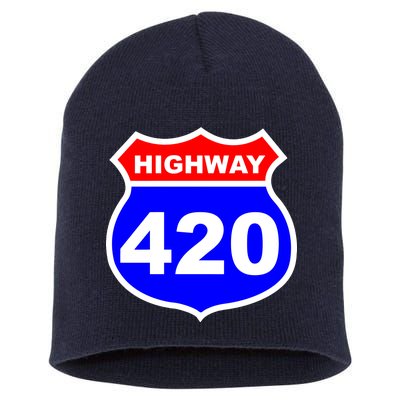 Highway 420 Sign Weed Short Acrylic Beanie