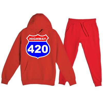 Highway 420 Sign Weed Premium Hooded Sweatsuit Set