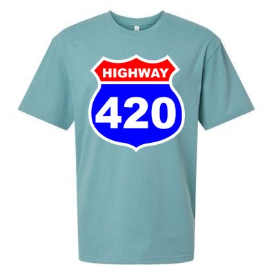 Highway 420 Sign Weed Sueded Cloud Jersey T-Shirt