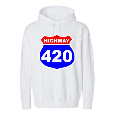 Highway 420 Sign Weed Garment-Dyed Fleece Hoodie