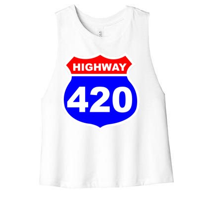 Highway 420 Sign Weed Women's Racerback Cropped Tank